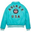 Icon Turquoise Avirex Leather Bomber Jacket