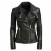 Dark-Women’s Black Leather Jacket