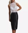 Deena Black High-Waited Real Leather Pencil Skirt for Women