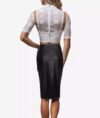 Deena Black High-Waited Real Leather Pencil Skirt for Women - Image 2