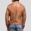 Mens Zipper Pockets Leather Motorcycle Jacket - Image 2