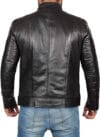Men Plain Black Leather Jacket - Image 2