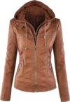 Lock and Love Women's Removable Hooded Leather Jacket
