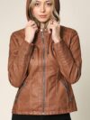 Lock and Love Women's Removable Hooded Leather Jacket - Image 5
