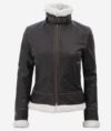 Mary B3 Hooded Bomber Brown Shearling Leather Jacket Women’s - Image 4