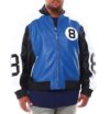 Men’s 8 Ball Genuine Leather Jacket B&T Blue - Image 2