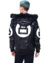 Mens Black 8 Ball Real Leather Hooded Jacket - Image 5