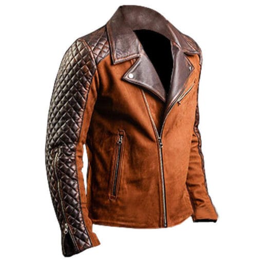 Mens-Cafe-Racer-Stylish-Biker-Brown-New-Distressed-Real-Leather-Jacket-510x510 Men’s Brown Diamond Biker Vintage Leather Jacket - Image 1
