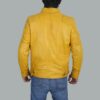 Mens Cafe Racer Yellow Leather Biker Jacket - Image 2