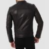 Mens Black Zipper Pockets Quilted Leather Jacket - Image 2