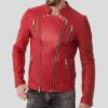 Mens Zipper Style Quilted Leather Jacket - Image 3