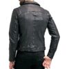 Mens Waxed Sheepskin Leather Motorcycle Jacket Black - Image 4