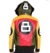 Men’s Tri Color 8 Ball Leather Jacket with Fur Hood - Image 4