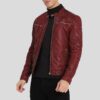 Mens Zipper Pockets Biker Leather Jacket - Image 2