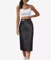 Renee Women’s Black Knee Length Leather Pencil Skirt
