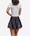 Shirley Women’s High Waist Mini Frock Style Black Leather Skirt - Image 2