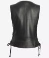 Women's Black Leather Biker Vest - High-Quality Real Lambskin - Image 2