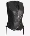 Women's Black Western Leather Vest High Quality Real Lambskin Leather - Image 4
