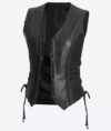 Women's Black Western Leather Vest High Quality Real Lambskin Leather
