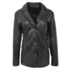 Women’s Classic Three Button Leather Blazer Janet Black