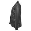 Women’s Classic Three Button Leather Blazer Janet Black - Image 3