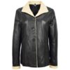 Women’s Leather Classic Button Box Jacket Amber Black Beige