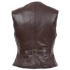 Women’s Leather Classic Buttoned Waistcoat Rita Brown - Image 2