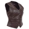 Women’s Leather Classic Buttoned Waistcoat Rita Brown - Image 4