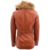 Women’s Leather Jacket with Detachable Collar Dalia Cognac - Image 2