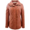Women’s Leather Jacket with Detachable Collar Dalia Cognac - Image 3