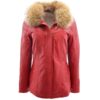 Women’s Leather Jacket with Detachable Collar Dalia Red