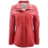 Women’s Leather Jacket with Detachable Collar Dalia Red - Image 3