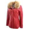 Women’s Leather Jacket with Detachable Collar Dalia Red - Image 5