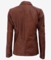 Women’s Premium Two Button Brown Leather Blazer - Image 2