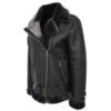 Women’s Sheepskin Aviator Cross Zip Pilot Jacket Lena Black - Image 4
