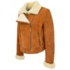 Women’s Sheepskin Aviator Pilot Jacket Nora Tan White - Image 4