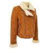 Women’s Sheepskin Aviator Pilot Jacket Nora Tan White - Image 3