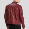 Mens Zipper Pockets Biker Leather Jacket - Image 5