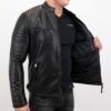 Mens Cafe Racer Biker Leather Jacket - Image 3