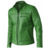 Kelly Green Men Leather Jacket