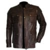 Men Brown Leather Jacket - Image 3