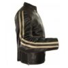 Biker Stripes- Men’s Mud-Brown Leather Jacket - Image 4