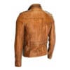 Vintage Style Brown Motorcycle Real Leather Cafe Biker Jacket - Image 2