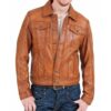 Men's Biker Motorcycle Vintage Brown Classic Leather Jacket