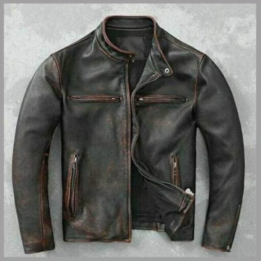 vintage-7-510x510 Men's Motorcycle Vintage Cafe Racer Distressed Black Biker Real Leather Jacket - Image 1