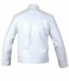 Steve McQueen White Le Mans Gulf Racing Style Leather Jacket with Stripes - Image 2
