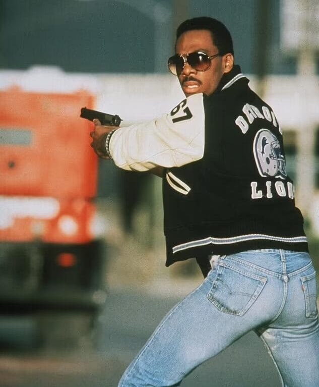 Beverly Hills Cop Axel Foley Detroit Lions Letterman Biker Jacket