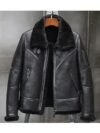 Nicholas-SF Shearling Aviator Black Leather Jacket