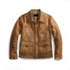 Newboy Style Distressed Tan Leather Jacket Men’s
