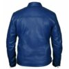 Men’s Steve McQueen Le Mans Gulf Racing Style Stripes Leather Jacket - Image 3